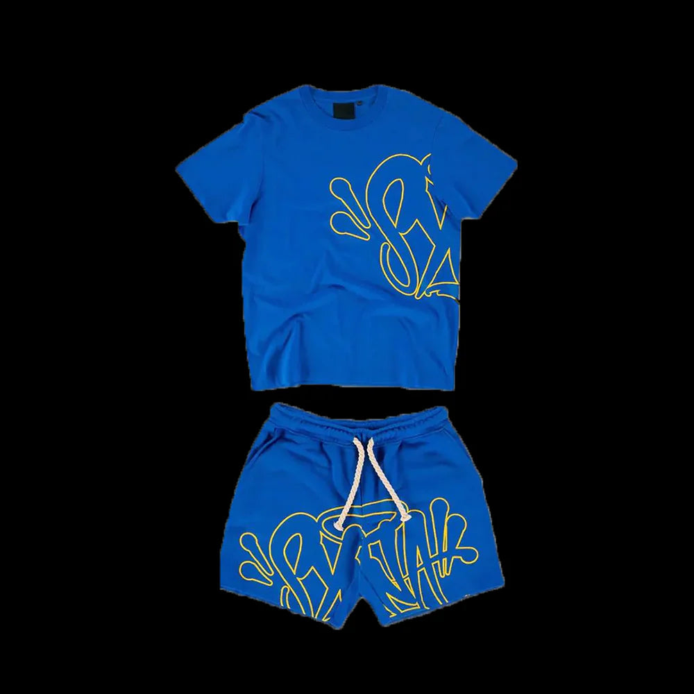 SYNA WORLD T-SHIRT & SHORTS LOGO SET - (BLUE / YELLOW)