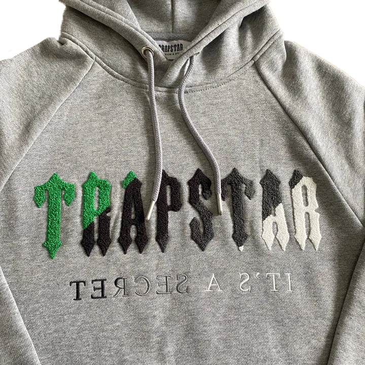 TRAPSTAR CHENILLE DECODED HOODED TRACKSUIT - (GREY/GREEN BEE)