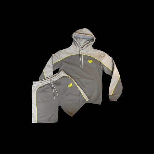 SYNA WORLD PIPE HOODIE & SHORT SET - (GREY/YELLOW)