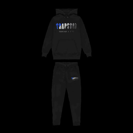 TRAPSTAR CHENILLE DECODED HOODED TRACKSUIT - (BLACK/BLUE)