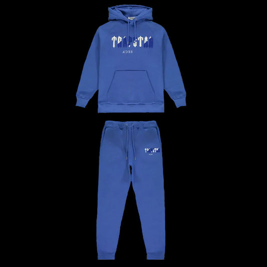 TRAPSTAR CHENILLE DECODED HOODED TRACKSUIT - (DAZZLING BLUE/WHITE)