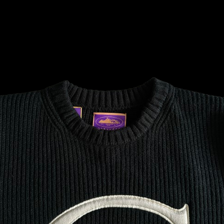 CORTEIZ CREST KNIT SWEATER (BLACK)