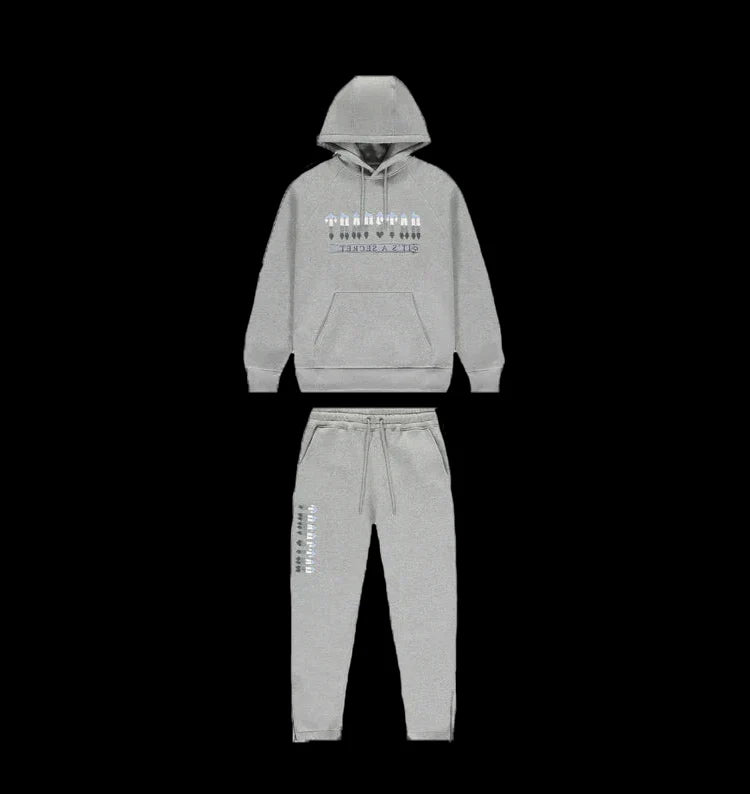 TRAPSTAR CHENILLE DECODED 2.0 HOODED TRACKSUIT - (GREY/ICE BLUE)