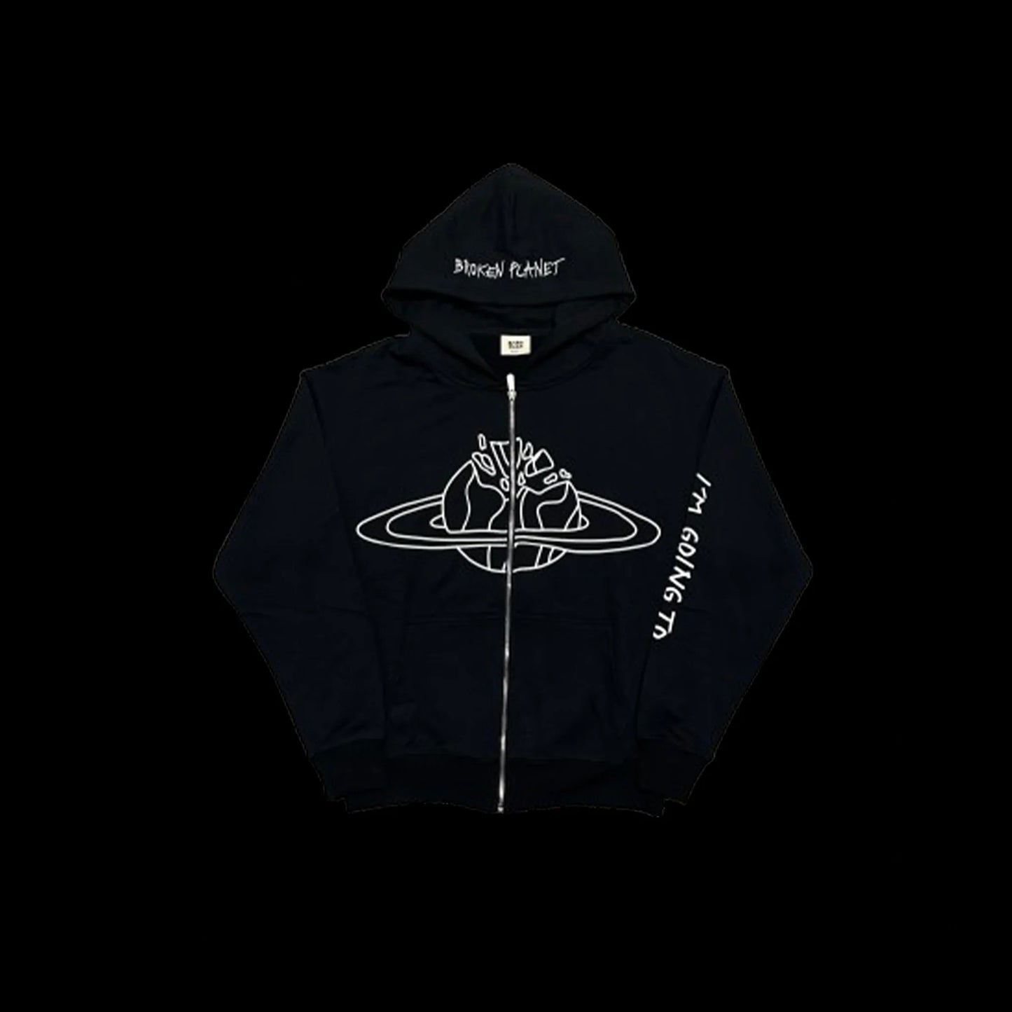 BROKEN PLANET OUTER SPACE -ZIP UP HOODIE (BLACK)