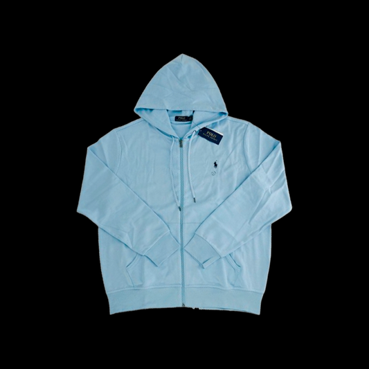 RALP LAUREN COTTON FLEECE FULL-ZIP HOODIE  (BLUE ORBIT)