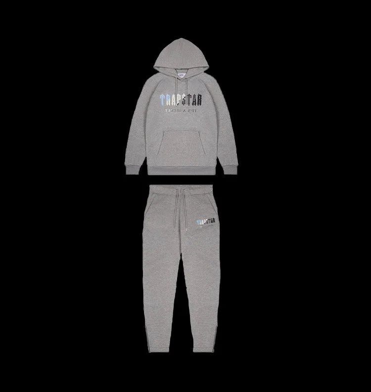 TRAPSTAR CHENILLE DECODED HOODED TRACKSUIT - GREY ICE FLAVOURS EDITION