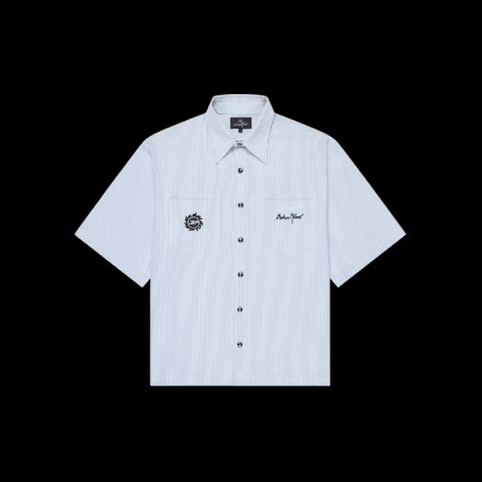 BROKEN PLANET BUTTOM-UP SHIRT (WHITE/GRAY)