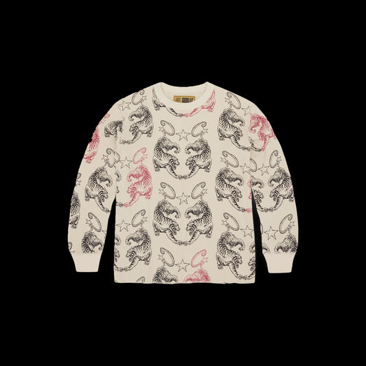 CORTEIZ MENS TIGER WAFFLE LONGSLEEVE - (CREAM)