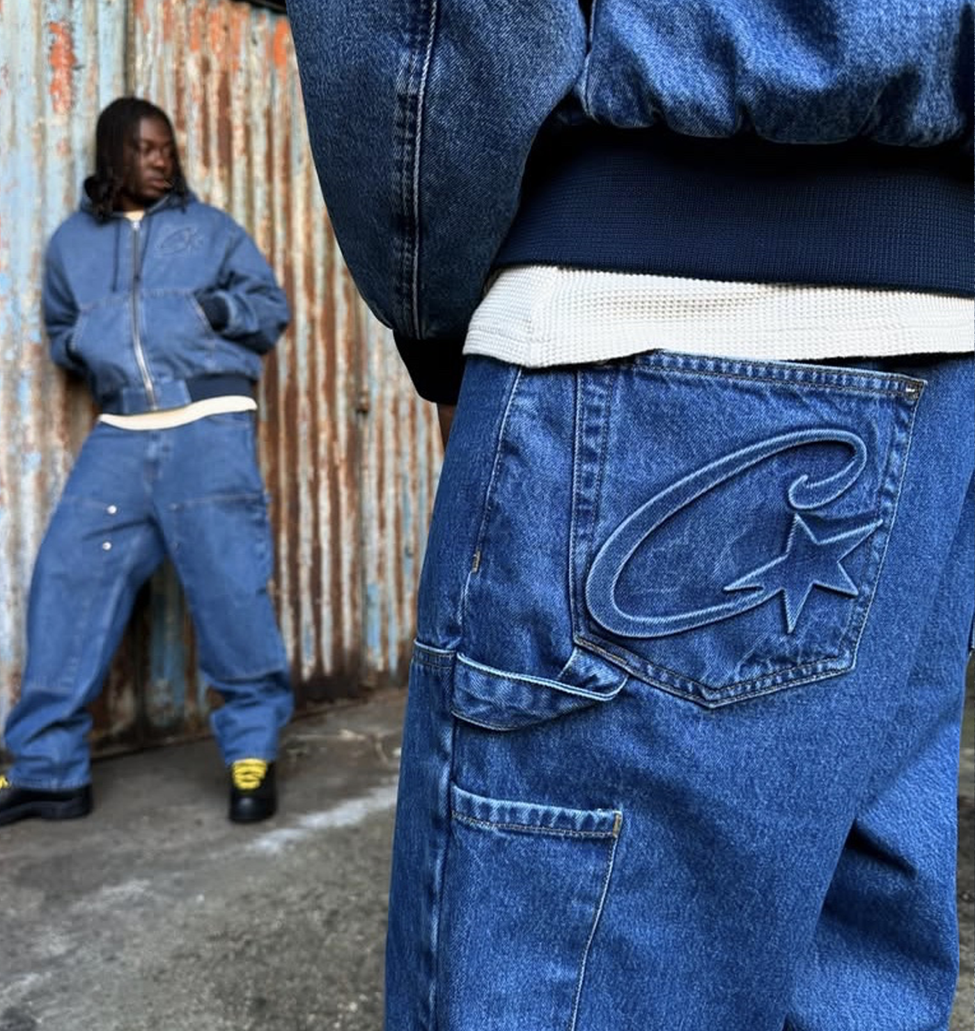 CORTEIZ EMBOSSED C-STAR DENIM WORK PANT (BLUE)