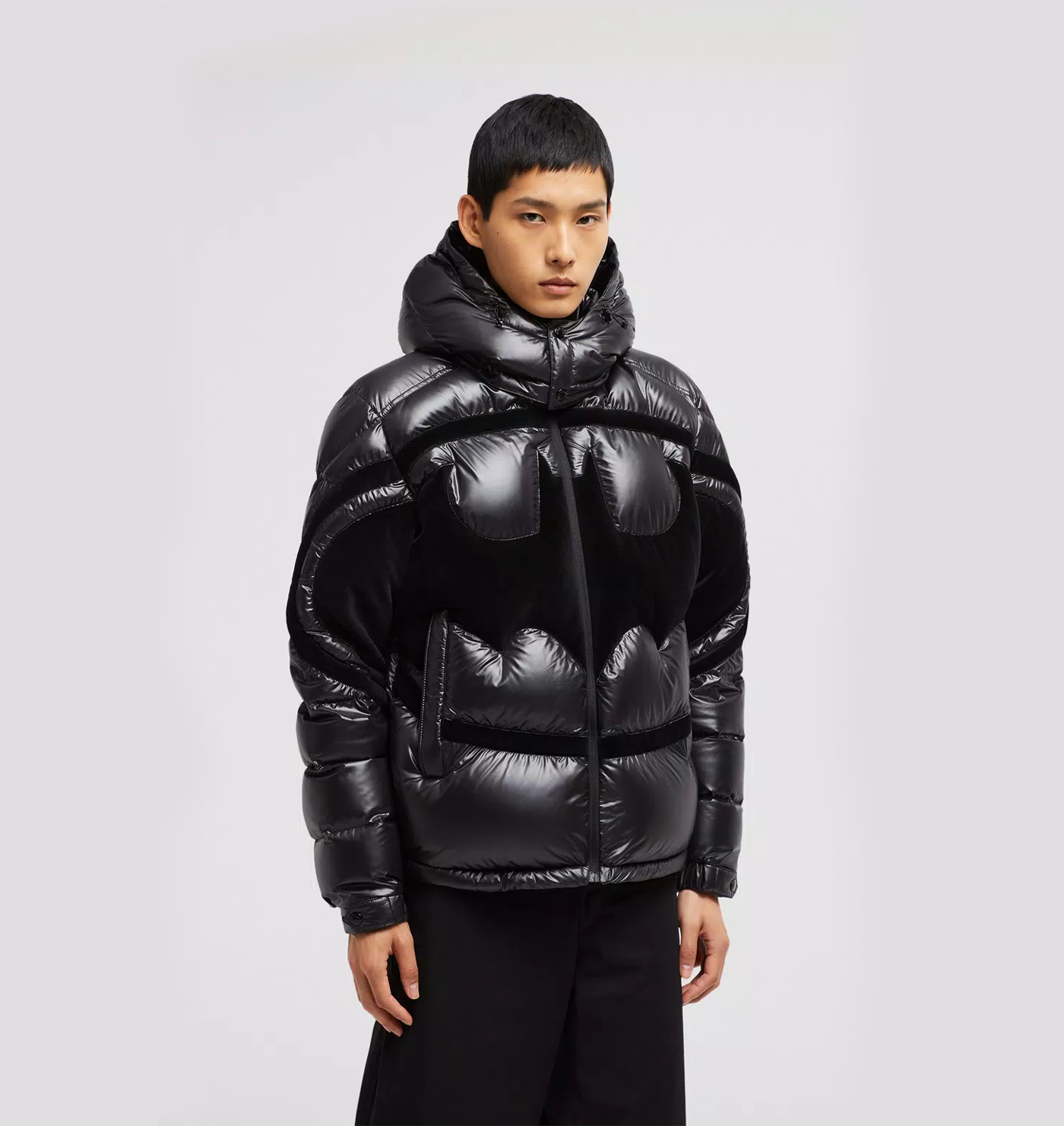 MONCLER SOLANDER BATMAN HOODED SHORT DOWN JACKET