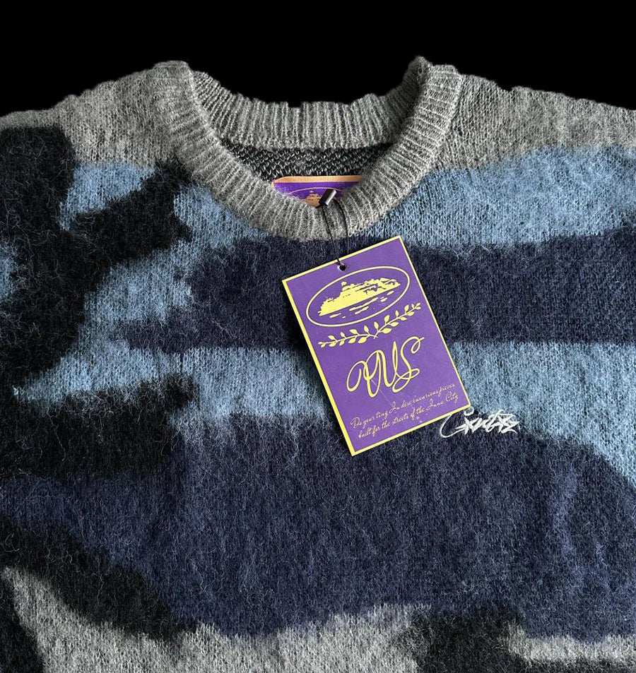 CORTEIZ MOHAIR KNIT SWEATER - (OCEAN CAMO)