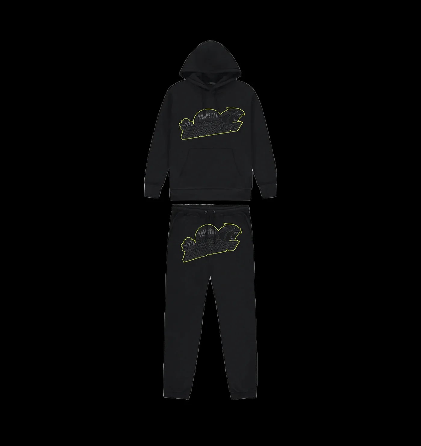 TRAPSTAR SHOOTERS HOODIE TRACKSUIT - (BLACK/LIME)