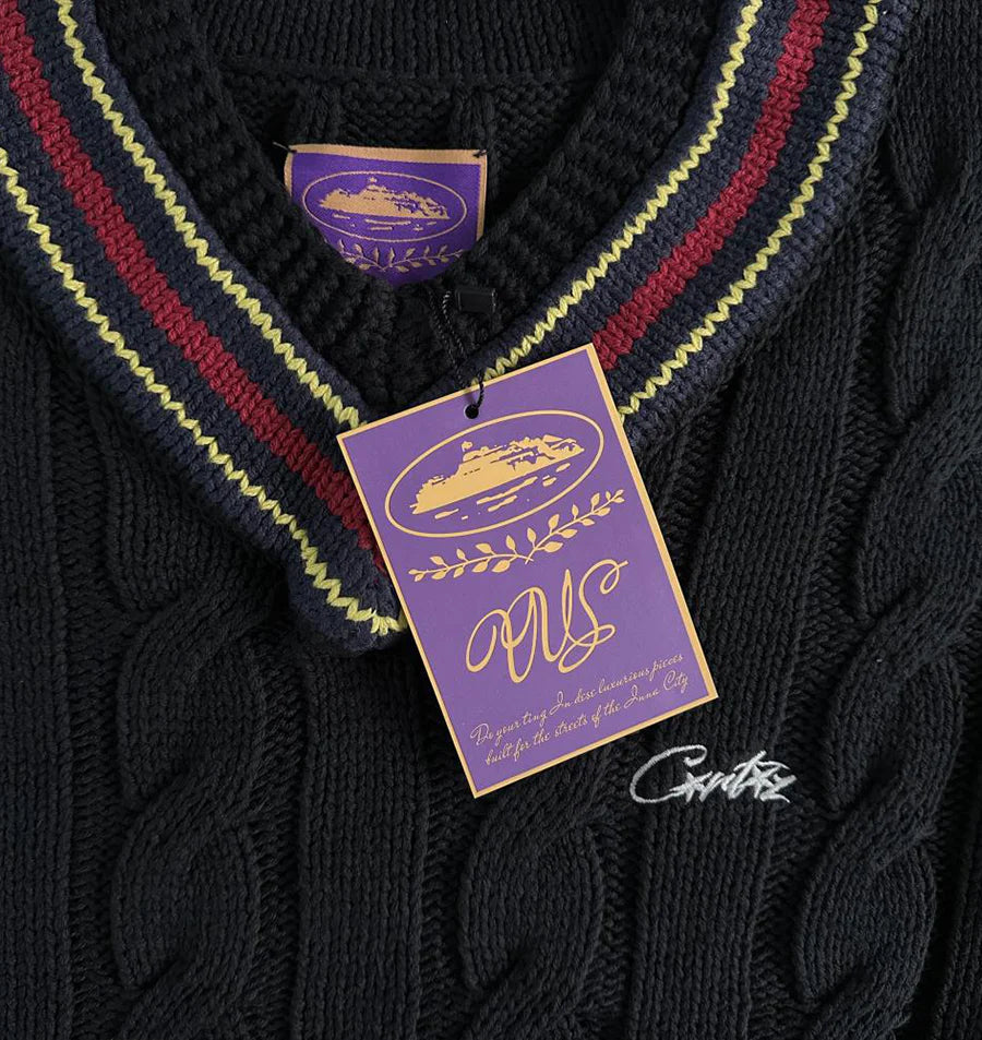 CORTEIZ WIMBELDON KNIT SWEATER - (BLACK)