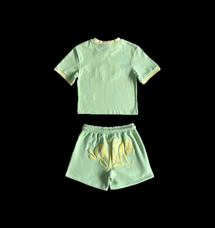 SYNAWORLD SHORT SET WOMEN - (GREEN / YELLOW)