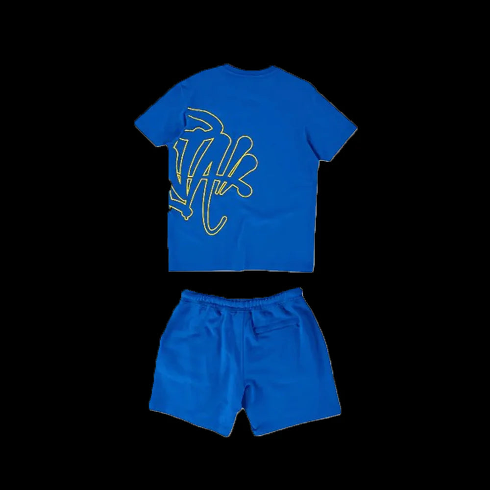 SYNA WORLD T-SHIRT & SHORTS LOGO SET - (BLUE / YELLOW)