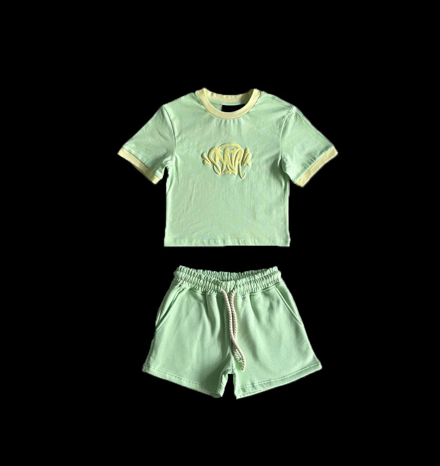 SYNAWORLD SHORT SET WOMEN - (GREEN / YELLOW)