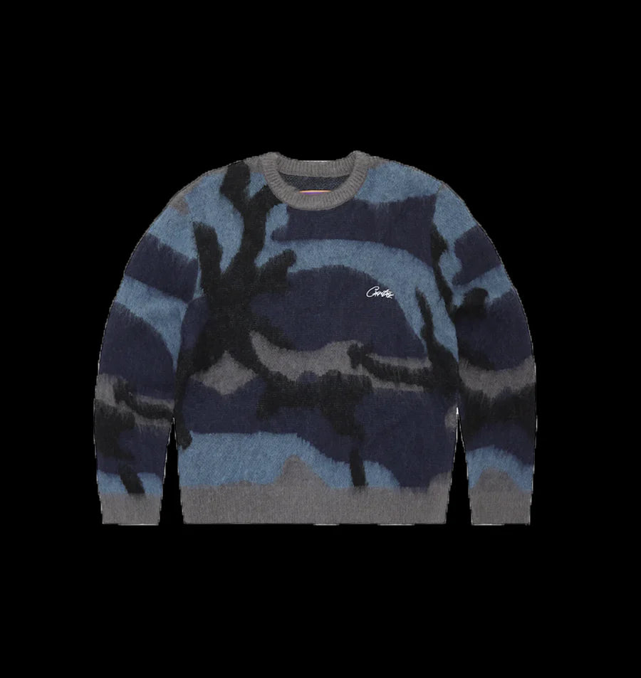 CORTEIZ MOHAIR KNIT SWEATER - (OCEAN CAMO)