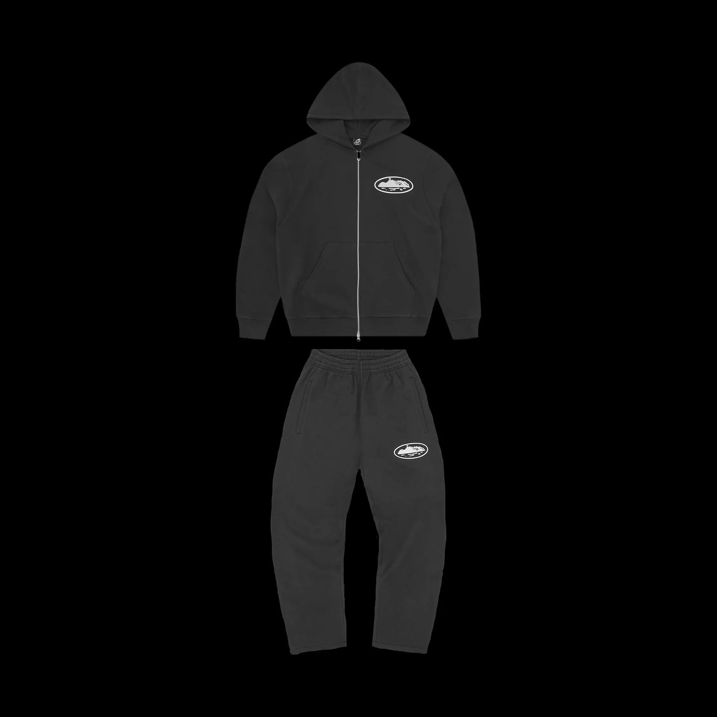 CORTEIZ ISLAND PUFF PRINT ZIP TRACKSUIT (WASHED BLACK)