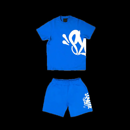 SYNA WORLD T-SHIRT & SHORTS LOGO SET - (BLUE / WHITE)