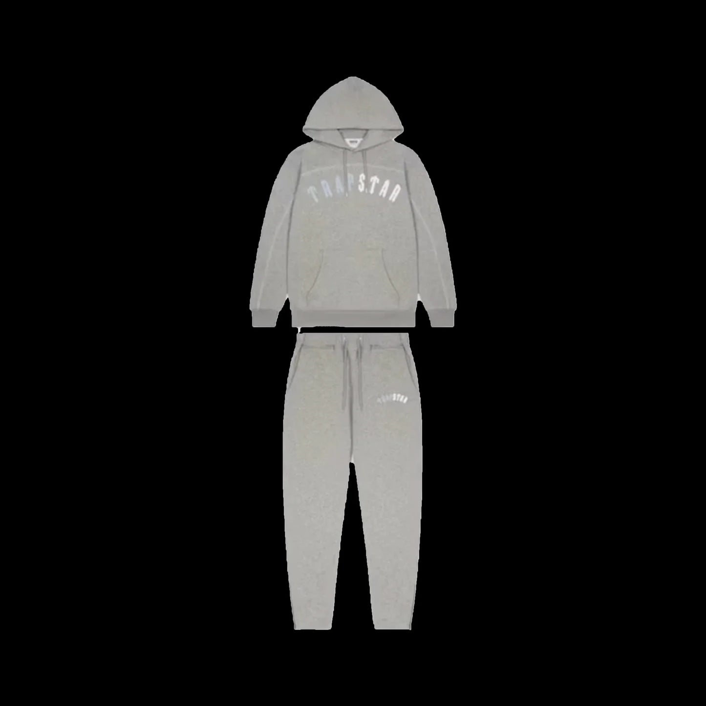 TRAPSTAR IRONGATE CHENILLE ARCH HOODED TRACKSUIT - (GREY / ICE BLUE)