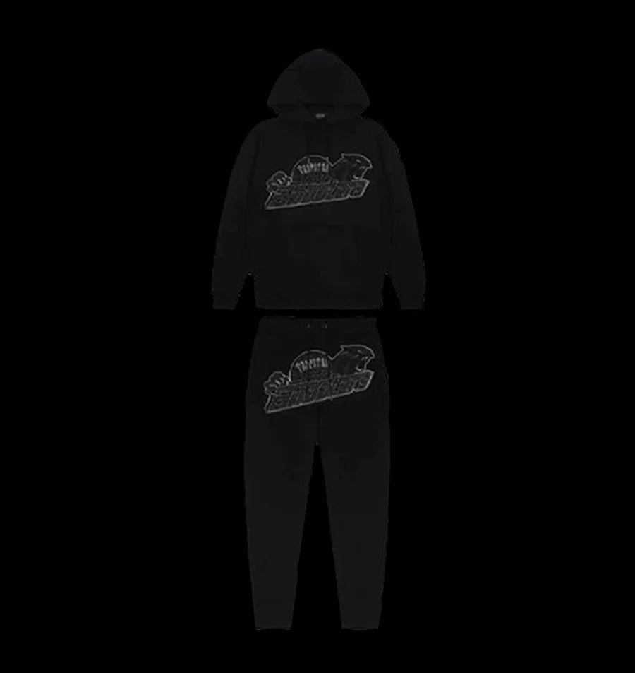 TRAPSTAR SHOOTERS HOODED TRACKSUIT - (BLACK MONOCHROME EDITION)