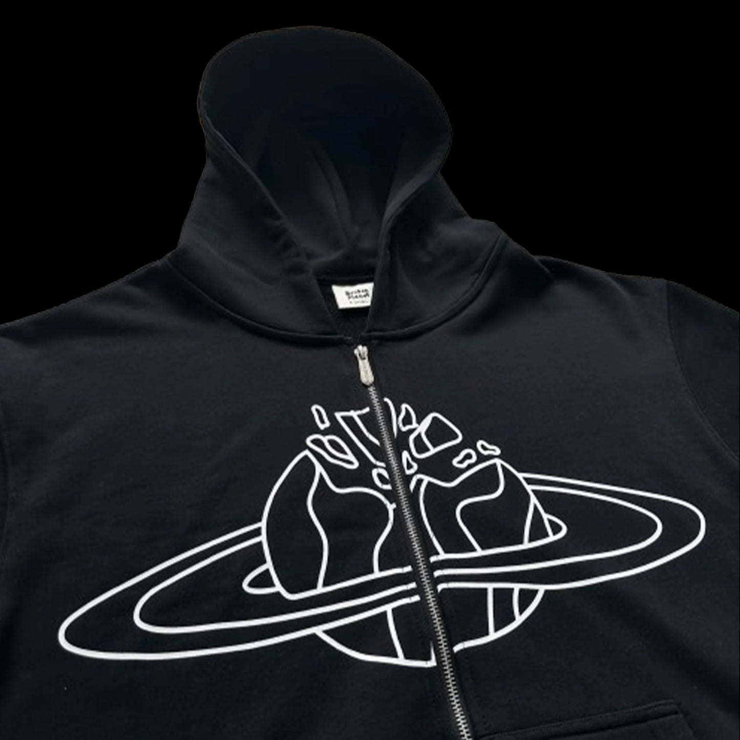 BROKEN PLANET OUTER SPACE -ZIP UP HOODIE (BLACK)