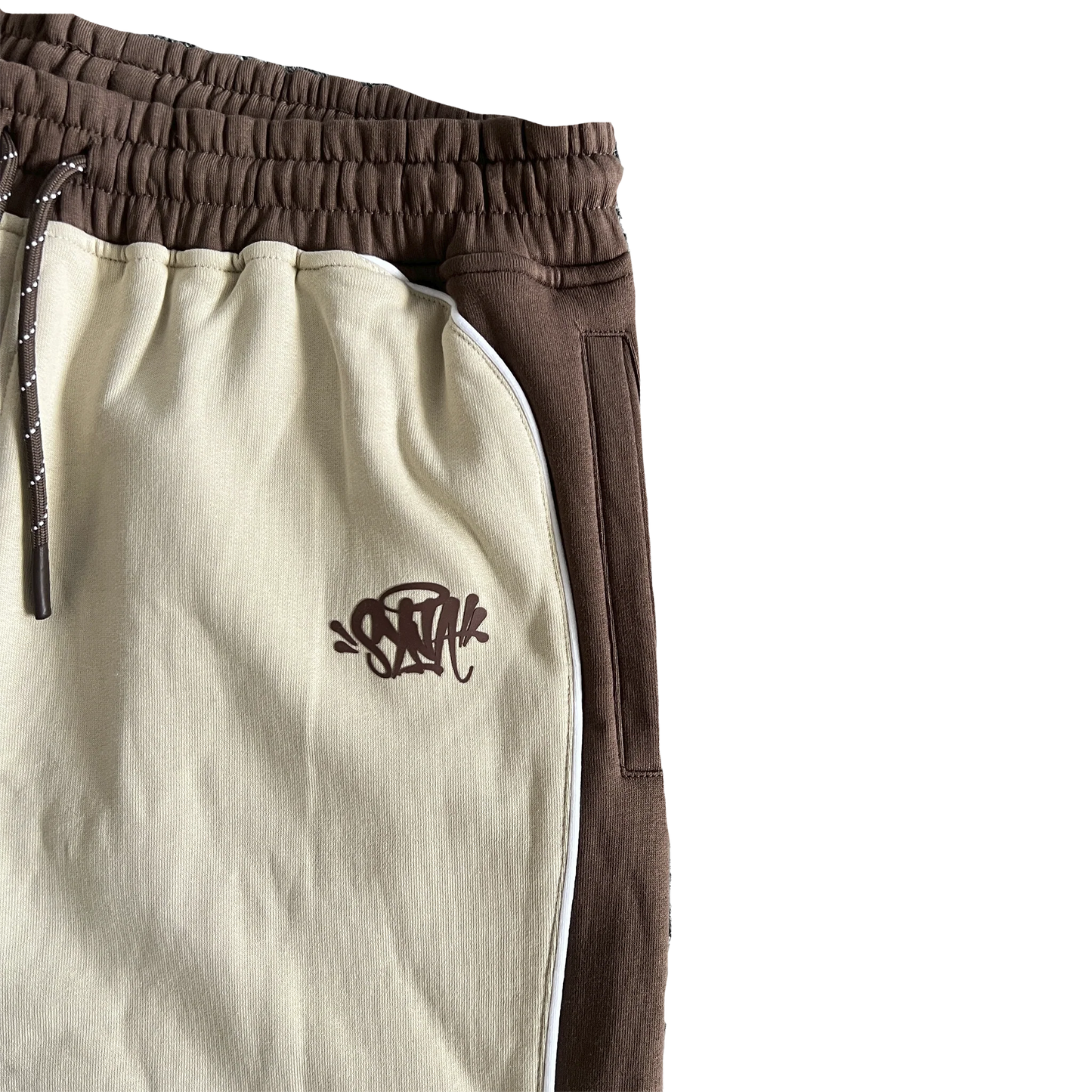 SYNA WORLD PIPE HOODIE & SHORT SET - (BEIGE/BROWN)