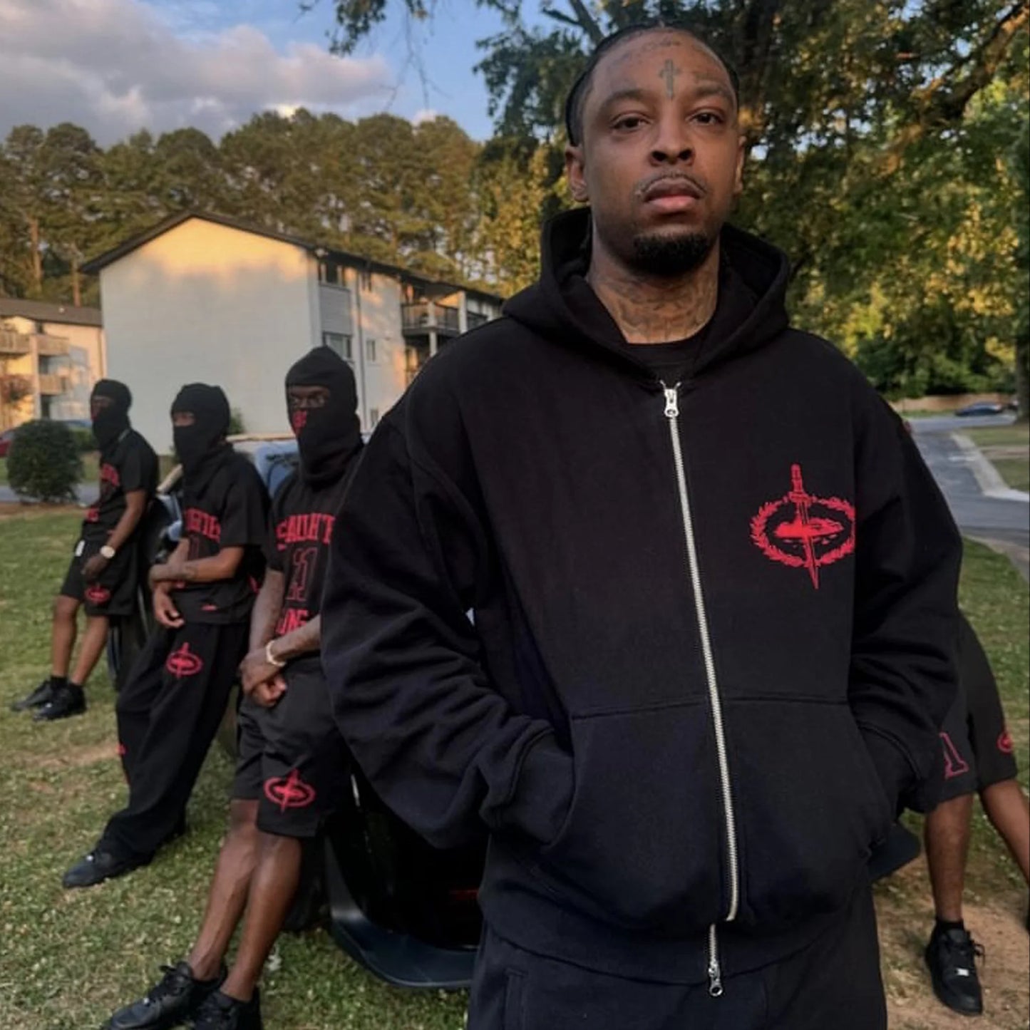 CORTEIZ X SLAUGHTER GANG 21 SAVAGE ZIP UP HOODIE